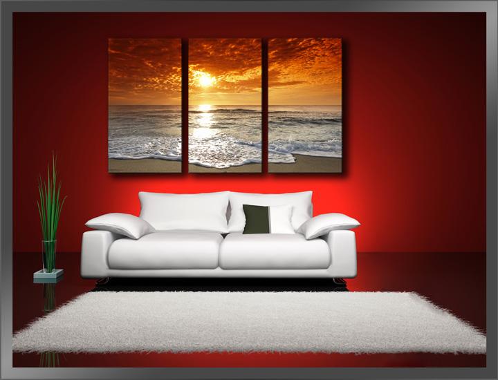 Strand Leinwandbild 150x90cm - 3teilig mit Echtholzrahmen – Ansicht 2