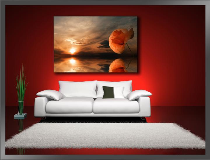 Strand Leinwandbild mit Sonnenuntergang - 120x80cm fertig gerahmt – Ansicht 2