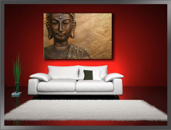 Buddha Leinwandbild 120x80cm fertig gerahmt – Ansicht 2