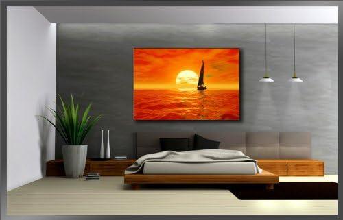 Segelboot Sunset Leinwandbild 120x80cm mit Echtholzrahmen – Ansicht 3