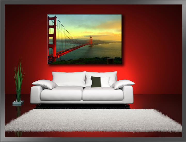 Golden Gate Bridge Leinwandbild 120x80cm mit Rahmen – Ansicht 2