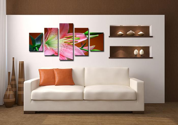 Blumen Leinwandbild 5-teilig - 150x80 cm günstig kaufen – Ansicht 3