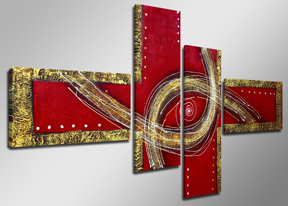 Abstraktes Leinwandbild in Rot-Gold 160cm XXL – Ansicht 4