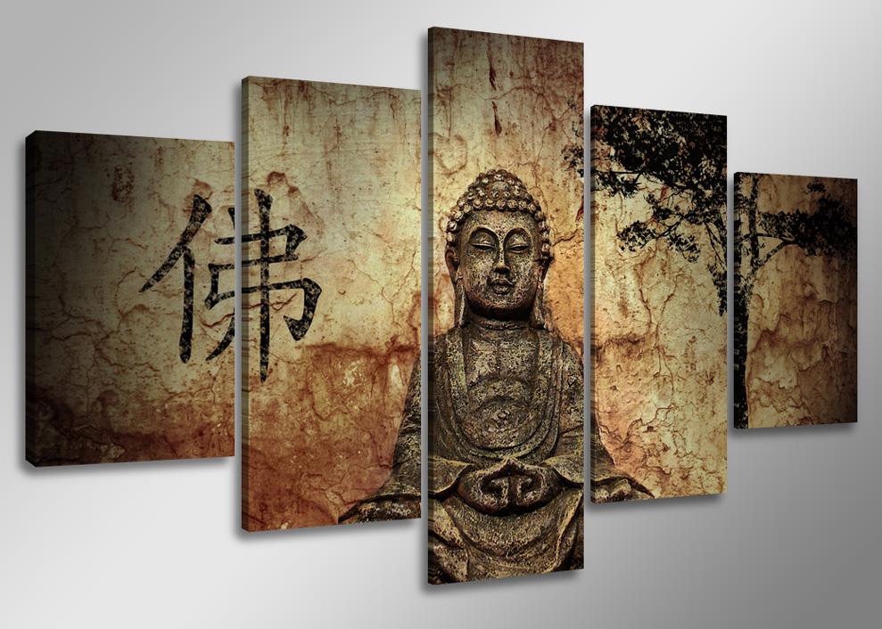 Buddha Leinwandbild 160x80cm - 5 teiliges Wandbild