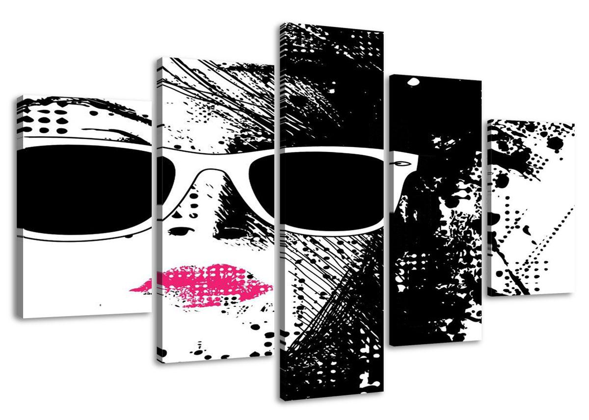 Fashion Pop Art Leinwandbild 150x80cm - 5 teiliges Wandbild